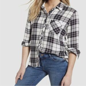Rails Black and White Plaid Button Down Shirt